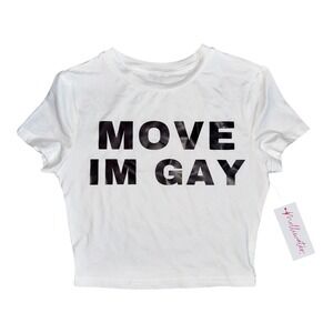 NWT Small "Move I'm Gay" Pride Graphic Crop Top Tee LGBT Molliwater